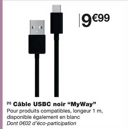 Câble Usbc Noir "myway"