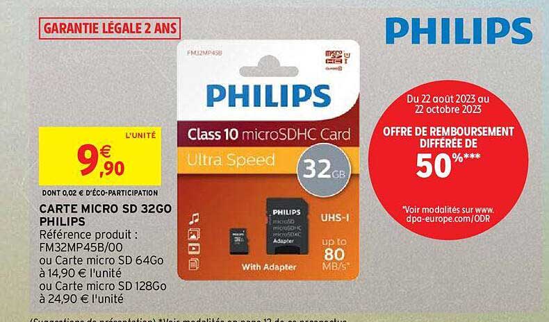 carte micro sd 32go philips