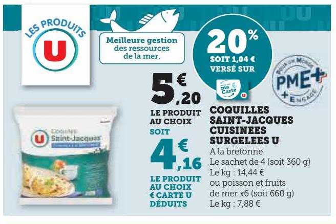 coquilles saint-jacques cuisinées surgelées u