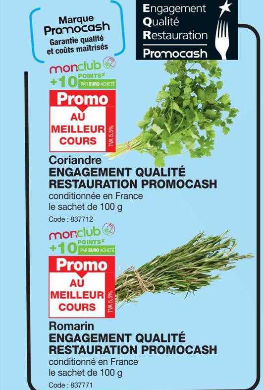 coriandre engagement qualité restauration promocash, romarin engagement qualité restauration promocash