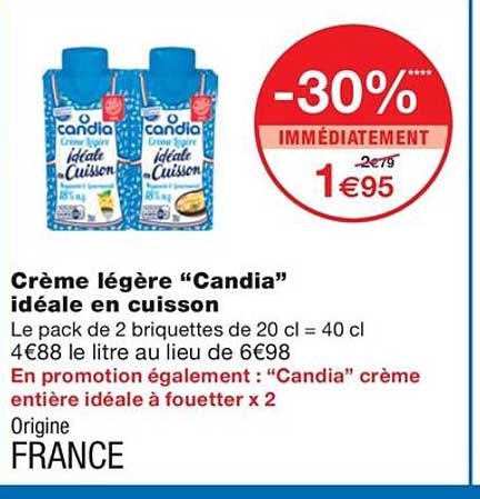 crème légère "candia" idéale en cuisson