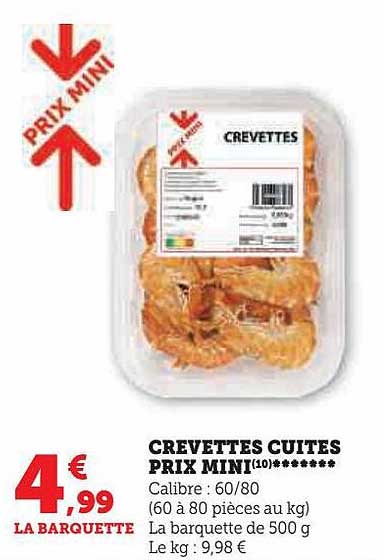 crevettes cuites prix mini