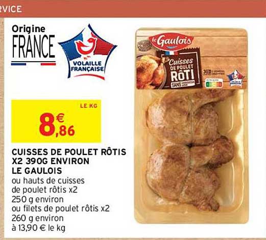 cuisses de poulet rôtis x2 390g environ le gaulois