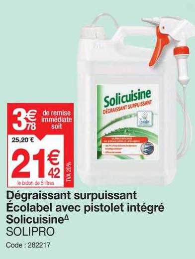 Dégraissant Surpuissant écolabel Avec Pistolet Intégré Solicuisine Solipro