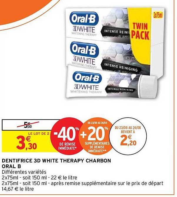 dentifrice 3d white therapy charbon oral b