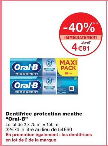 dentifrice protection menthe "oral-b"