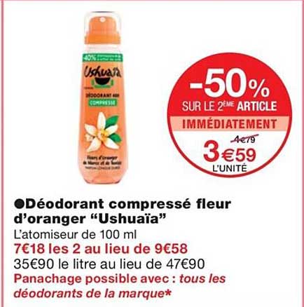 déodorant compressé fleur d'oranger "ushuaïa"