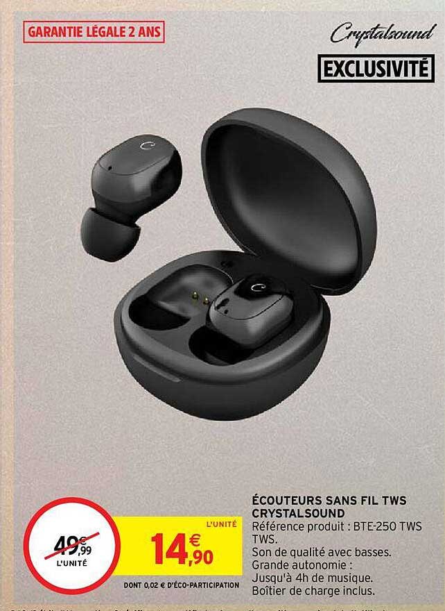 écouteurs sans fil tws crystalsound