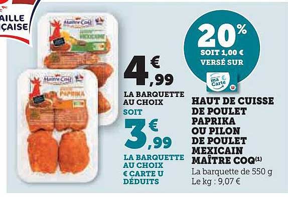 haut de cuisse de poulet paprika ou pilon de poulet mexicain maître coq