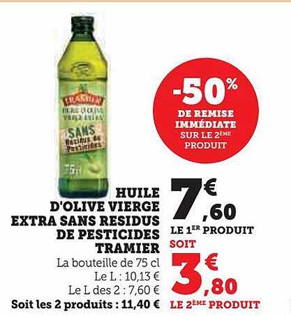 huile d'olive vierge extra sans résidus de pesticides tramier