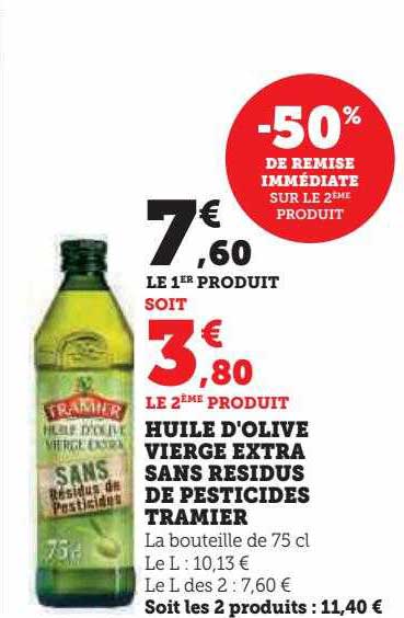 huile d'olive vierge extra sans résidus de pesticides tramier
