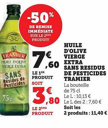 huile d'olive vierge extra sans résidus de pesticides tramier