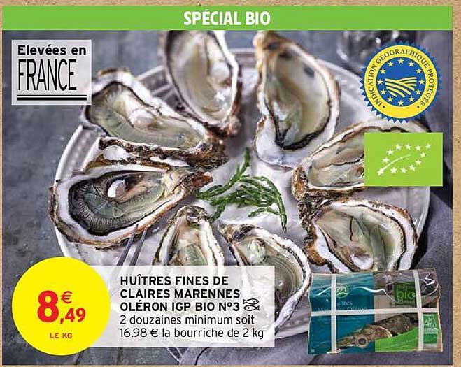 huîtres fines de claires marennes oléron igp bio n°3