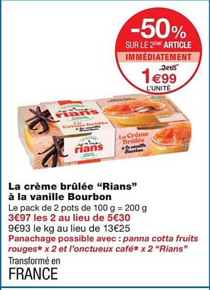 la crème brûlée "rians" à la vanille bourbon