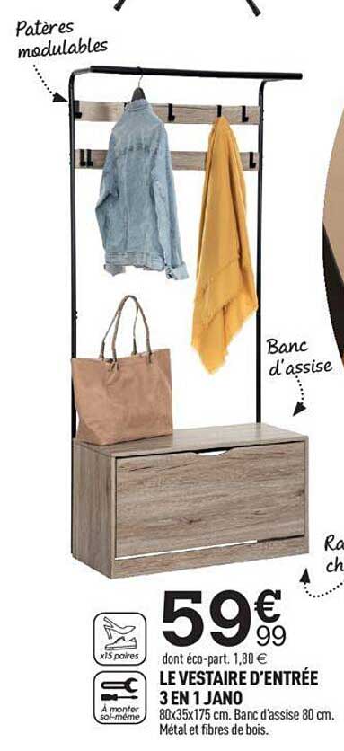 le vestiaire d'entrée 3 en 1 jano