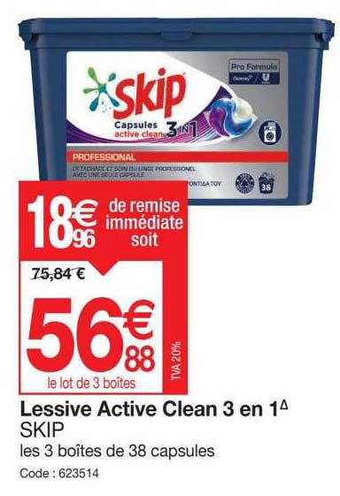 Lessive Active Clean 3 En 1 Skip