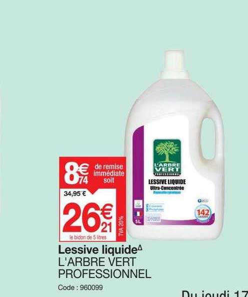 lessive liquide l'arbre vert professionnel
