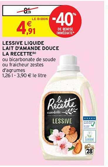 lessive liquide lait d'amande douce la recette