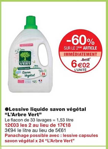 lessive liquide savon végétal "l'arbre vert"