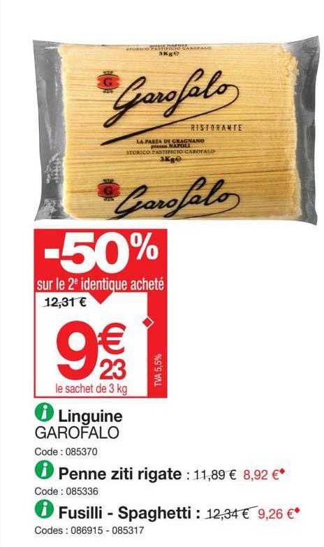 linguine garofalo, penne ziti rigate, fusilli - spaghetti