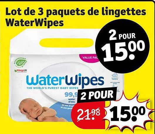 lot de 3 paquets de lingettes waterwipes