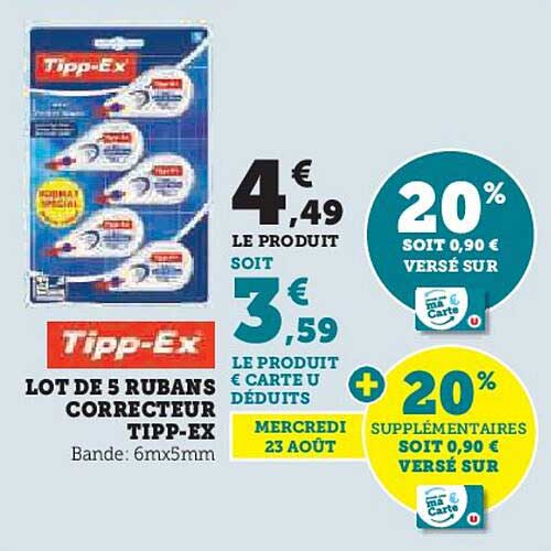 lot de 5 rubans correcteurs tipp-ex
