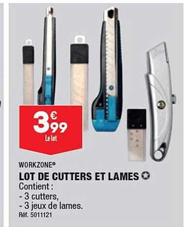 Lot De Cutters Et Lames Workzone