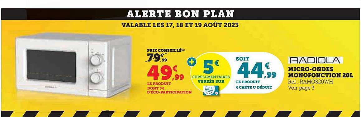 micro-ondes monofonction 20l radiola
