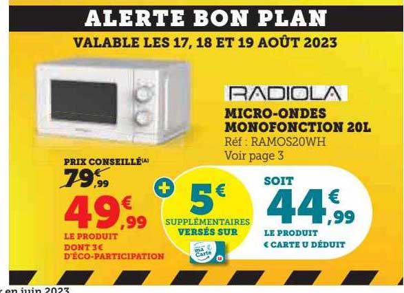 micro-ondes monofonction 20l radiola
