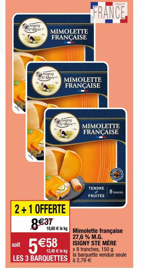 mimolette française 27,6% m.g. isigny ste mère