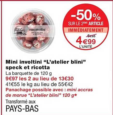 mini involtini "l'atelier blini" speck et ricotta