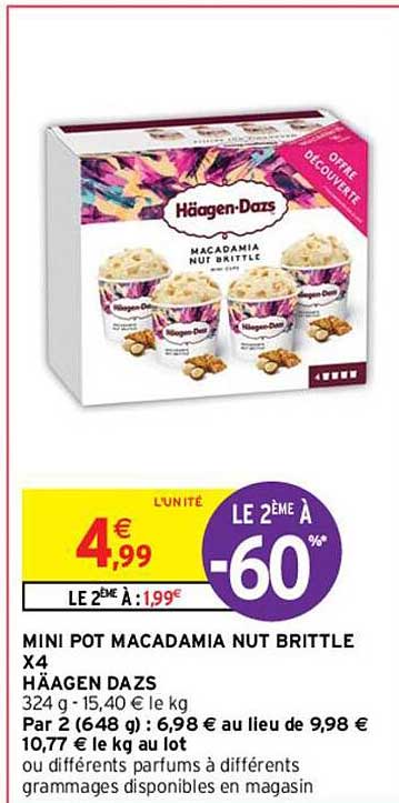 mini pot macadamia nut brittle x4 häagen dazs