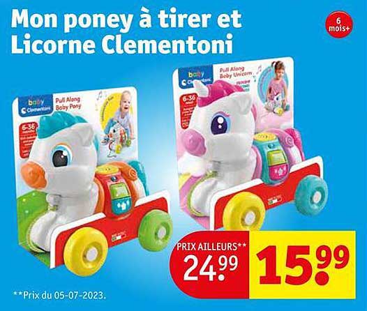 mon poney à tirer et licorne clementoni