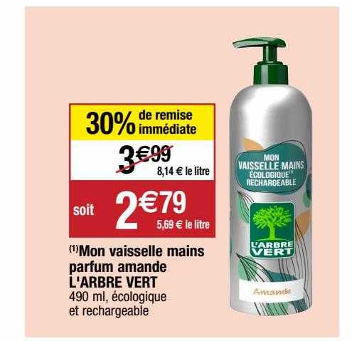 mon vaisselle mains parfum amande l'arbre vert