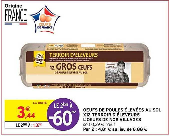 œufs de poules élevées au sol x12 terroir d'éleveurs l'œufs de nos villages