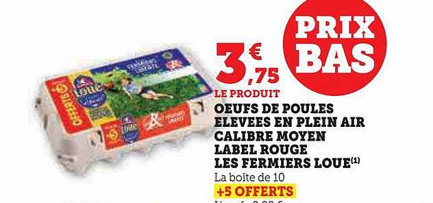 œufs de poules élevées en plein air calibre moyen label rouge les fermiers loué