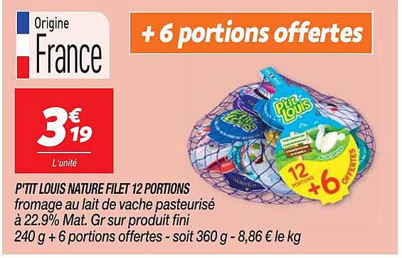 p'tit louis nature filet 12 portions