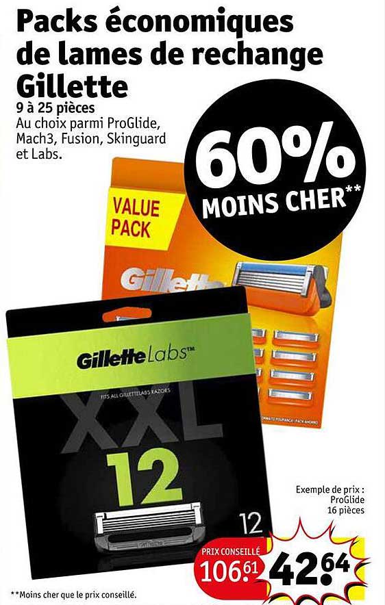 packs économiques de lames de rechange gillette