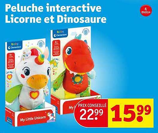 peluche interactive licorne et dinosaure