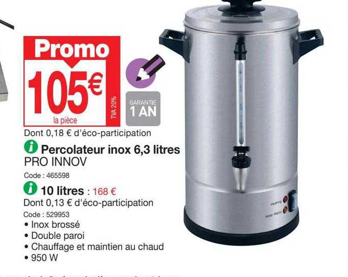 percolateur inox 6,3 litres pro innov