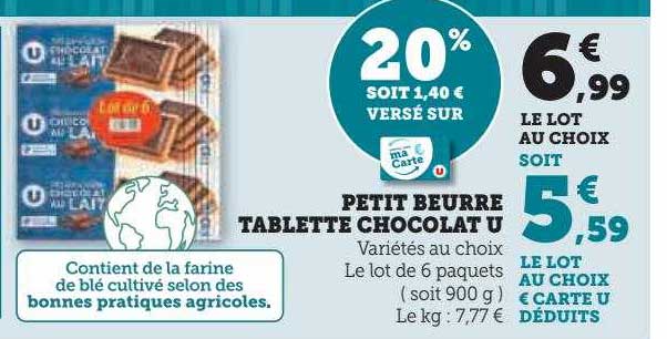 Petit Beurre Tablette Chocolat U