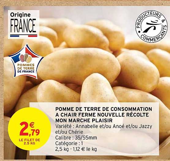 pomme de terre de consommation à chair ferme nouvelle récolte mon marché plaisir