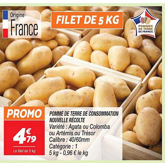 pomme de terre de consommation nouvelle récolte