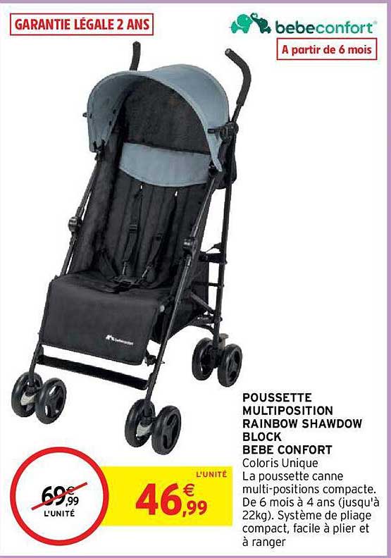 poussette multiposition rainbow shawdow block bébé confort
