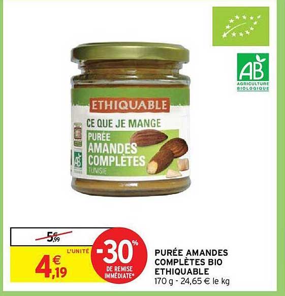 purée amandes complètes bio éthiquable