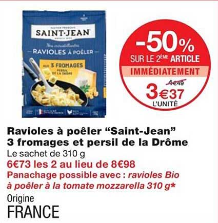 ravioles à poêler "saint-jean" 3 fromages et persil de la drôme