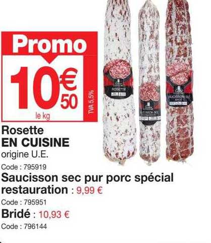 Rosette En Cuisine, Saucisson Sec Pur Porc Spécial Restauration