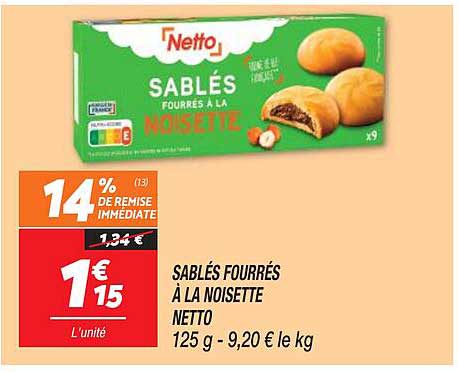 Sablés Fourrés à La Noisette Netto