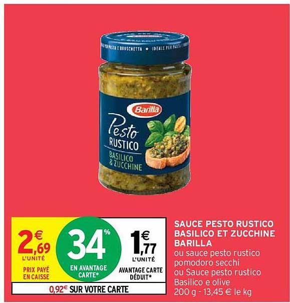 sauce pesto rustico basilico et zucchine barilla