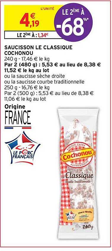 Saucisson Le Classique Cochonou